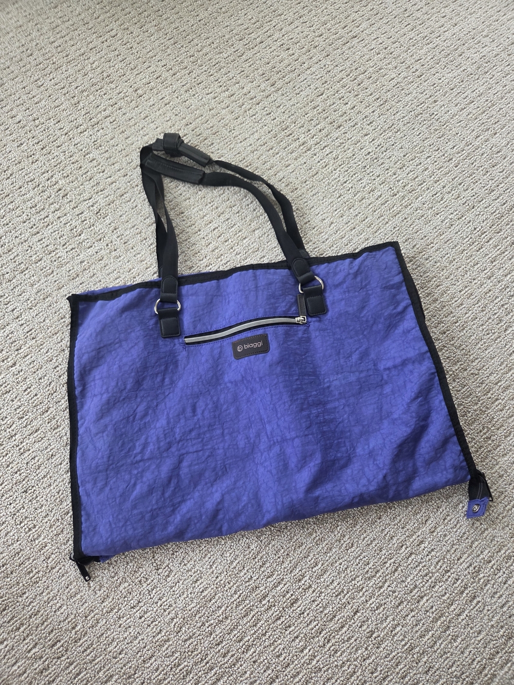 Biaggi Purple Garment Tote Bag with Black Trim